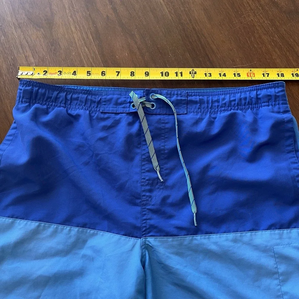 Nike Swim Trunks Men M Blue Colorblock Print Lined Bathing Suit Vintage 442326